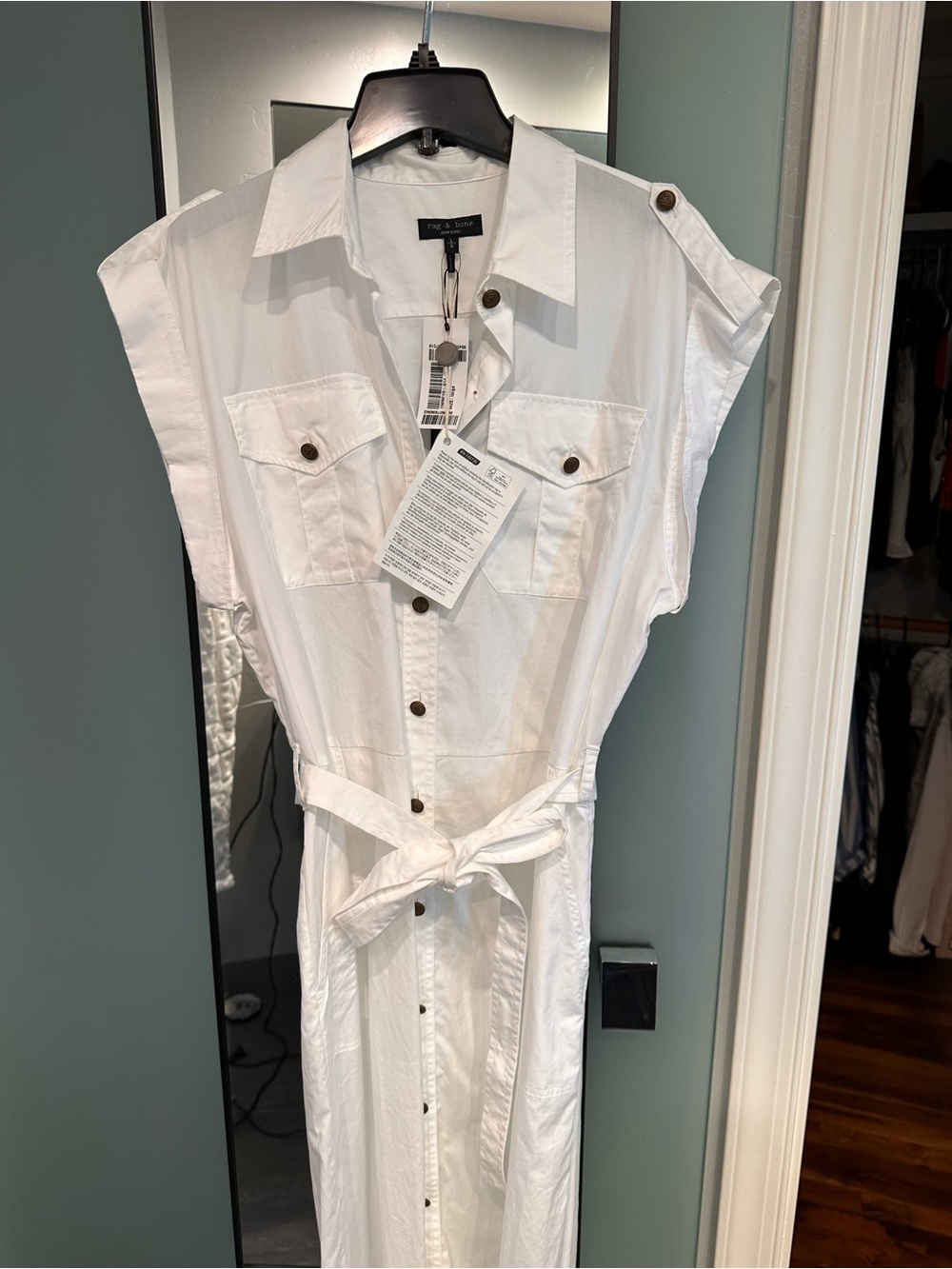 rag & bone White Shirt Midi Dress